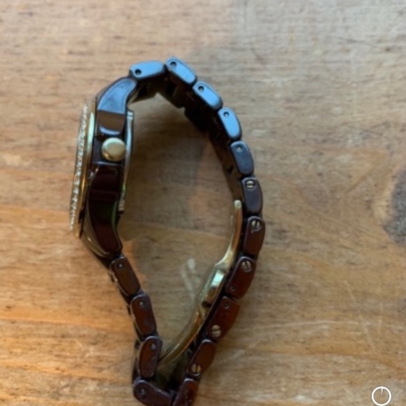 Fossil watch- chocolate color- diamonds around face- excellent condition! - Picture 5 of 5
